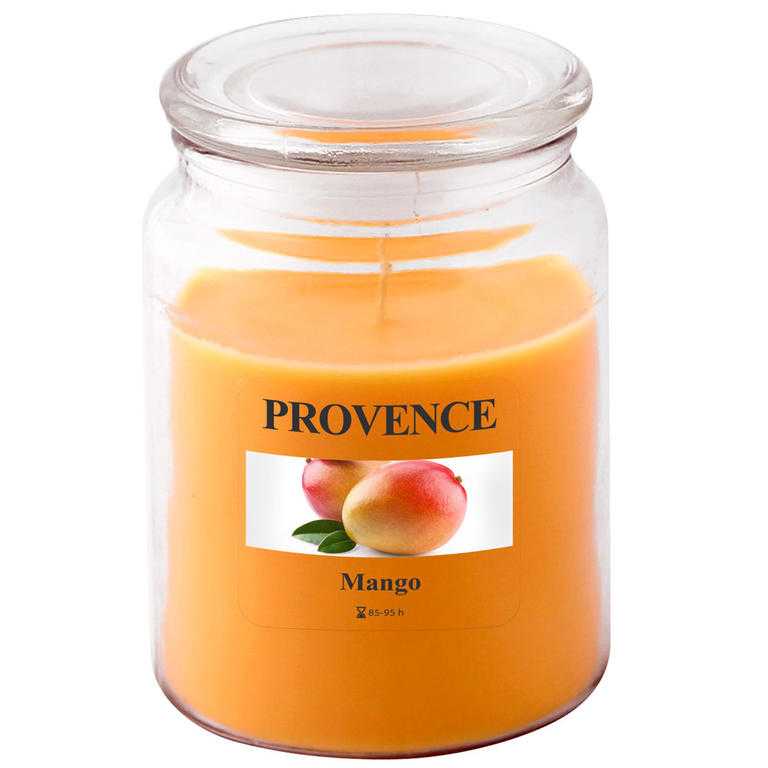 Sviečka v skle s viečkom, mango