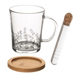 Sklenený hrnček s podtáckou a infuzérom LÚKA 420 ml - galéria #5
