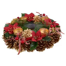 Adventný šiškový veniec POINSETTIA s mašľou 30 cm - galéria #2