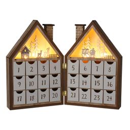 Drevený adventný kalendár so zásuvkami a LED svetielkami - galéria #1