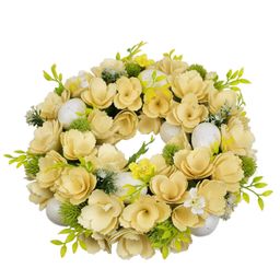 Jarný veniec s drevenými kvetmi a vajíčkami 30 cm - galéria #2