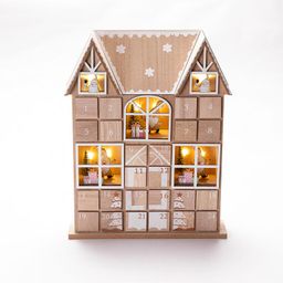 Drevený LED adventný kalendár so šuflíčkami DOMOK - galéria #1