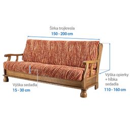 trojkreslo s drevenými rúčkami (š. 150 - 200 cm) - galéria #5