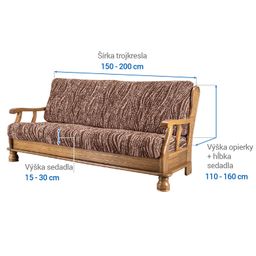 trojkreslo s drevenými rúčkami (š. 150 - 200 cm) - galéria #5
