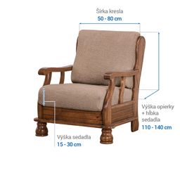 kreslo s drevenými rúčkami (š. 50 - 80 cm) - galéria #5