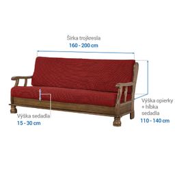 trojkreslo s drevenými rúčkami (š. 160 - 200 cm) - galéria #6