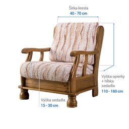 kreslo s drevenými rúčkami (š. 40 - 70 cm) - galéria #5