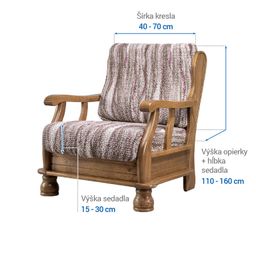 kreslo s drevenými rúčkami (š. 40 - 70 cm) - galéria #5