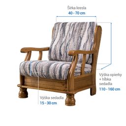 kreslo s drevenými rúčkami (š. 40 - 70 cm) - galéria #5