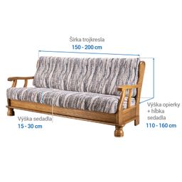 trojkreslo s drevenými rúčkami (š. 150 - 200 cm) - galéria #5