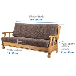 trojkreslo s drevenými rúčkami (š. 150 - 200 cm) - galéria #5