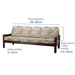 trojkreslo s drevenými rúčkami (š. 150 - 200 cm) - galéria #5