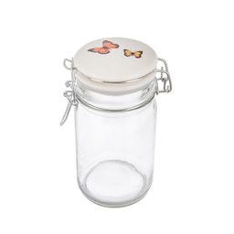 Sklenená dóza s keramickým viečkom a klipovým uzáverom JAR motýľ 0,25 l