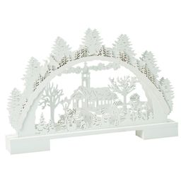 Drevená dekorácia s LED 41 cm, biela, assort