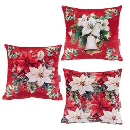 Sada 3 ks obliečok na vankúšiky RED POINSETTIA 45 x 45 cm