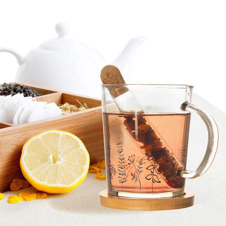 Sklenený hrnček s podtáckou a infuzérom LÚKA 420 ml - galéria #1