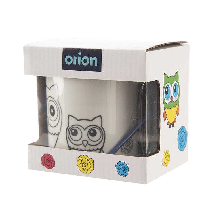 Porcelánový hrnček SOVA s farbami a štetcom, 380 ml - galéria #3