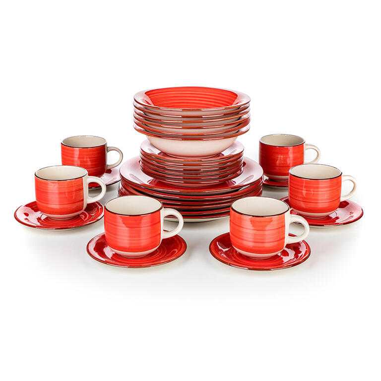 Keramická jedálenská súprava SPIRAL RED 30 ks - galéria #2