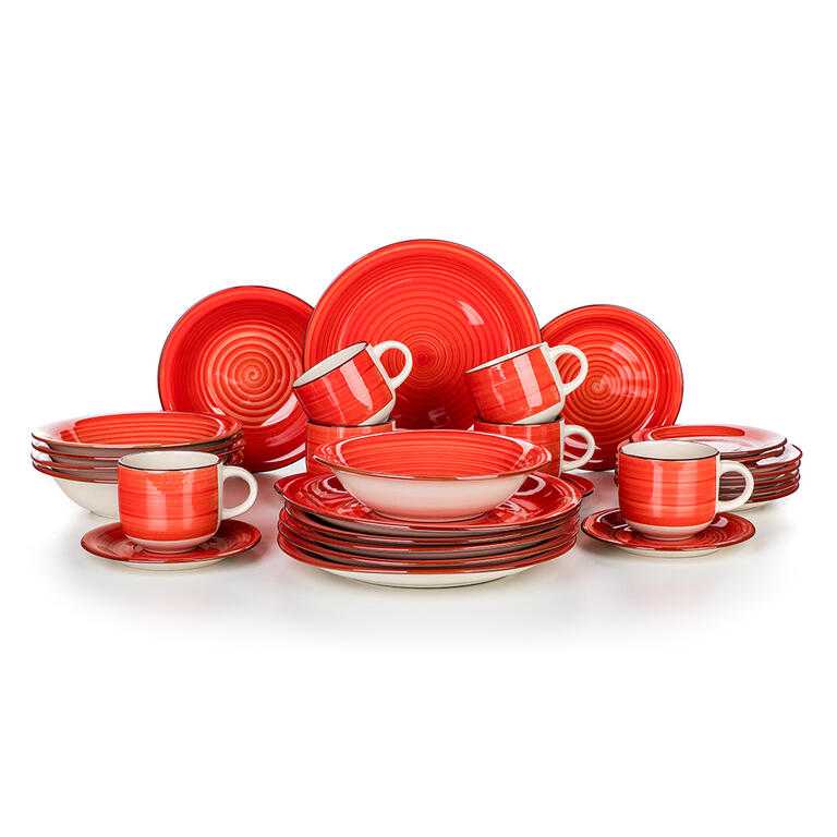 Keramická jedálenská súprava SPIRAL RED 30 ks - galéria #1