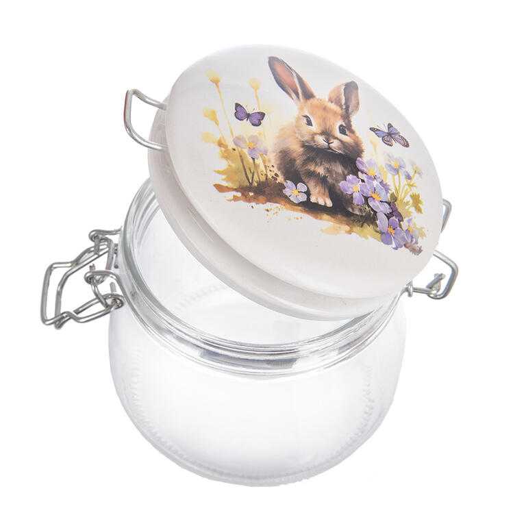 Sklenená dóza s keramickým viečkom a klipovým uzáverom JAR zajac 0,5 l - galéria #1