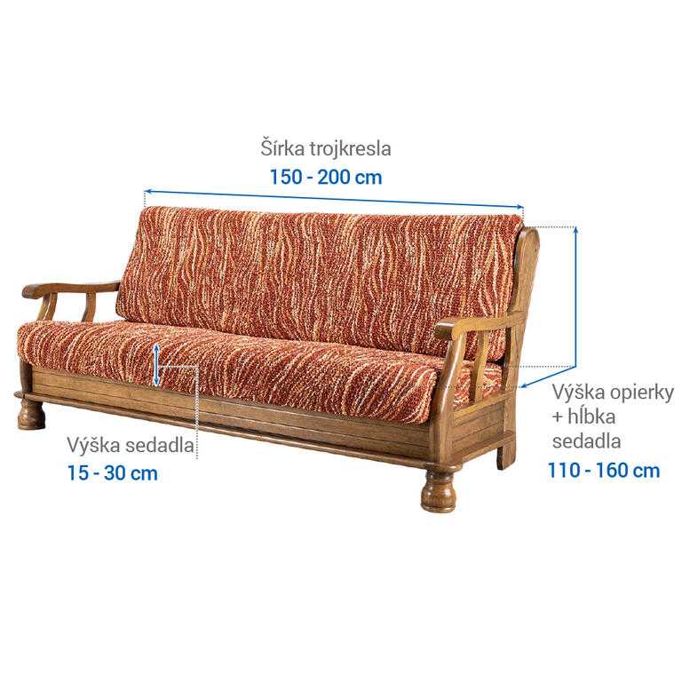 trojkreslo s drevenými rúčkami (š. 150 - 200 cm) - galéria #5