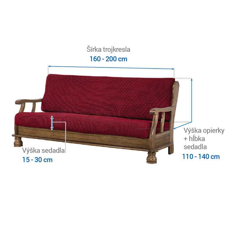 trojkreslo s drevenými rúčkami (š. 160 - 200 cm) - galéria #5