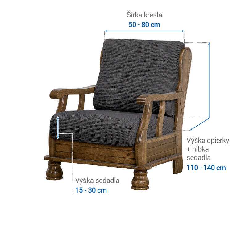 kreslo s drevenými rúčkami (š. 50 - 80 cm) - galéria #6