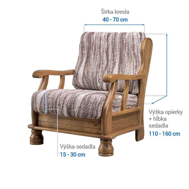 kreslo s drevenými rúčkami (š. 40 - 70 cm) - galéria #5