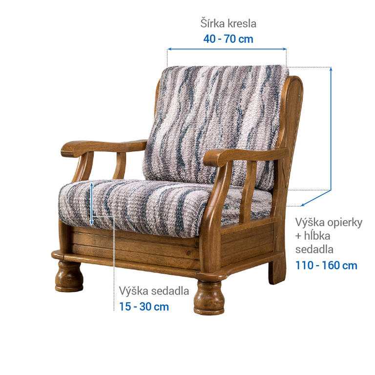kreslo s drevenými rúčkami (š. 40 - 70 cm) - galéria #5