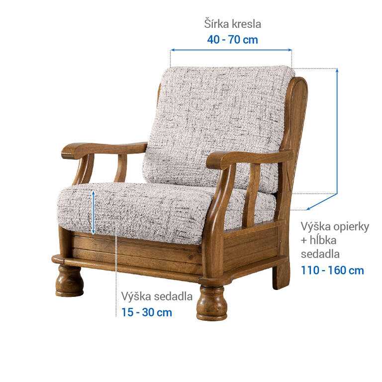 kreslo s drevenými rúčkami (š. 40 - 70 cm) - galéria #5