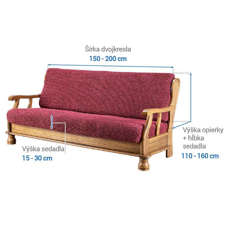 trojkreslo s drevenými rúčkami (š. 150 - 200 cm) - galéria #5