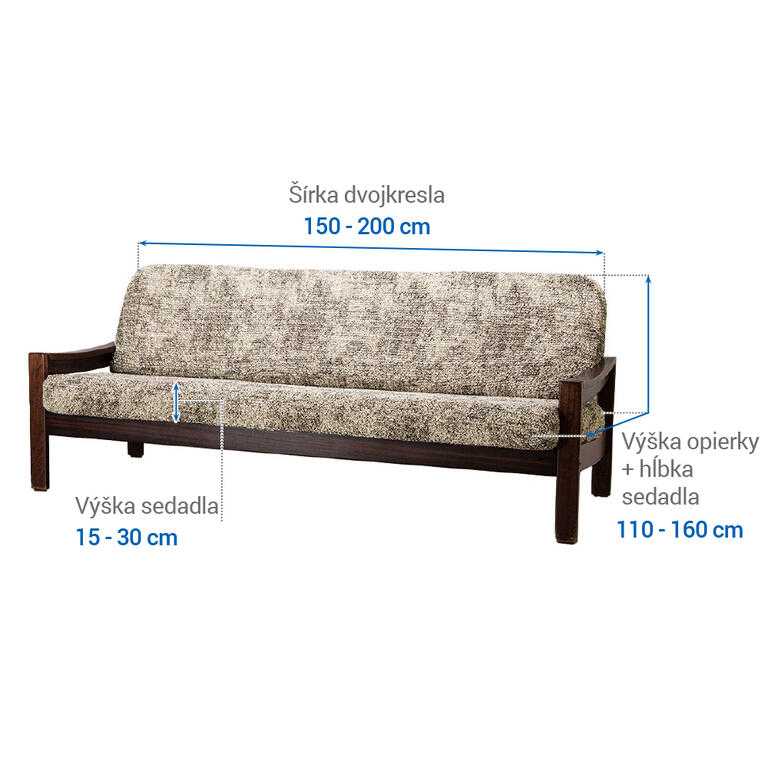 trojkreslo s drevenými rúčkami (š. 150 - 200 cm) - galéria #5