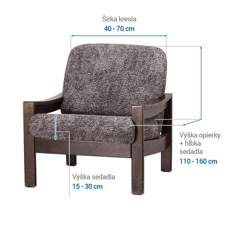 kreslo s drevenými rúčkami (š. 40 - 70 cm) - galéria #5