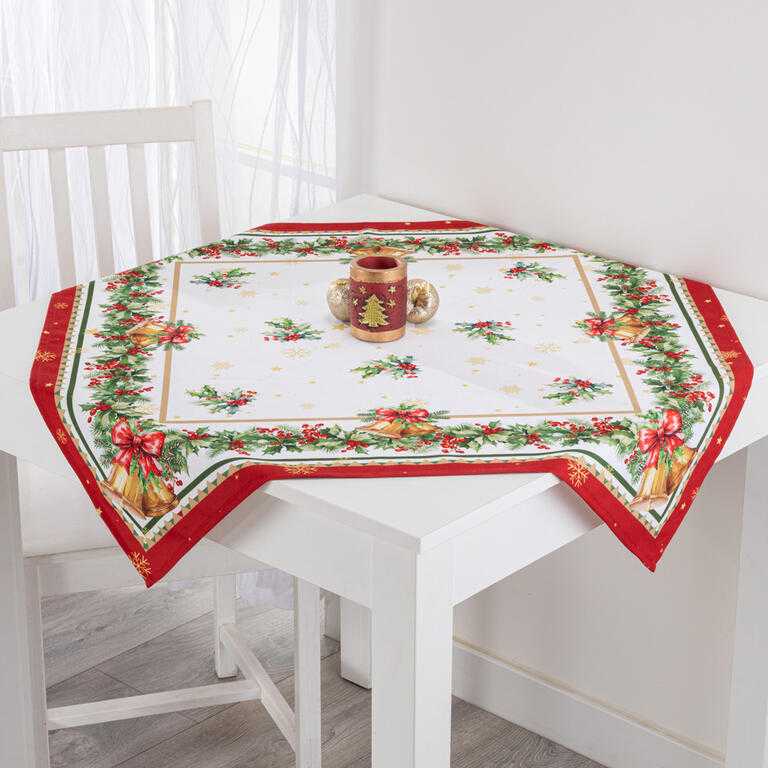 Vianočný stredový obrus s potlačou CEZMÍNA A ZVONČEKY 85 x 85 cm - galéria #4