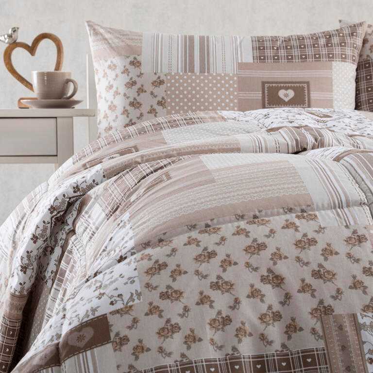 Letná sada periny a vankúša PATCHWORK, béžová - galéria #1