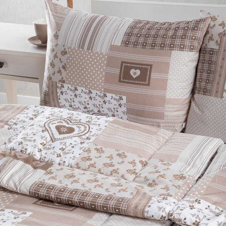 Letná sada periny a vankúša PATCHWORK, béžová - galéria #3