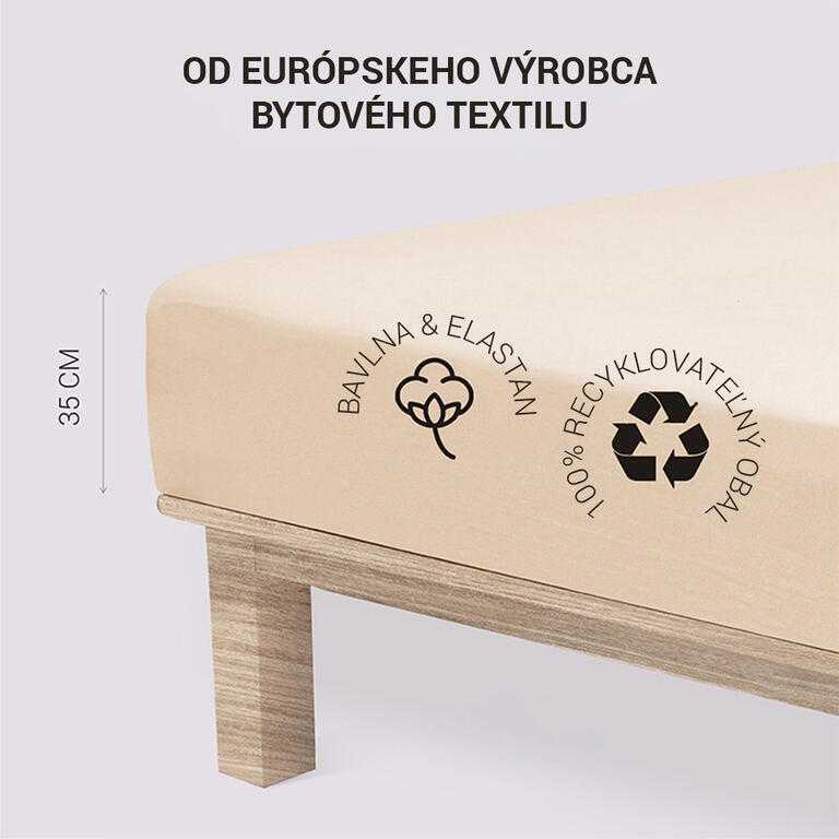 Napínacia plachta na posteľ jersey s elastanom kávová - galéria #2