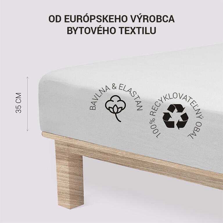 Napínacia plachta na posteľ jersey s elastanom šedá - galéria #2
