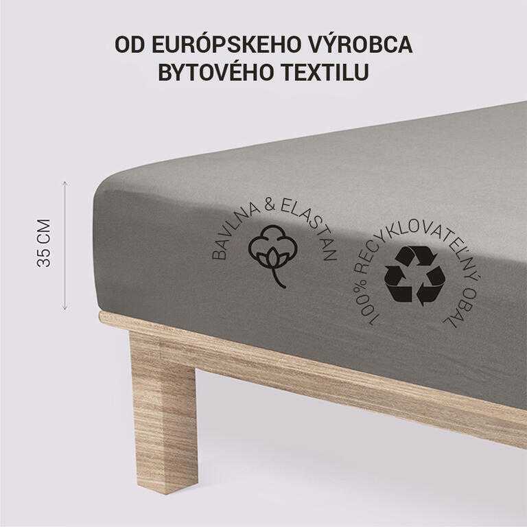 Napínacia plachta na posteľ jersey s elastanom antracitová - galéria #2