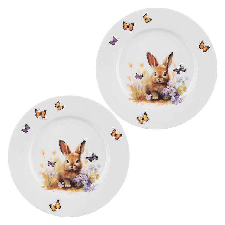 Sada porcelánových dezertných tanierov JAR zajac 20 cm 2 ks