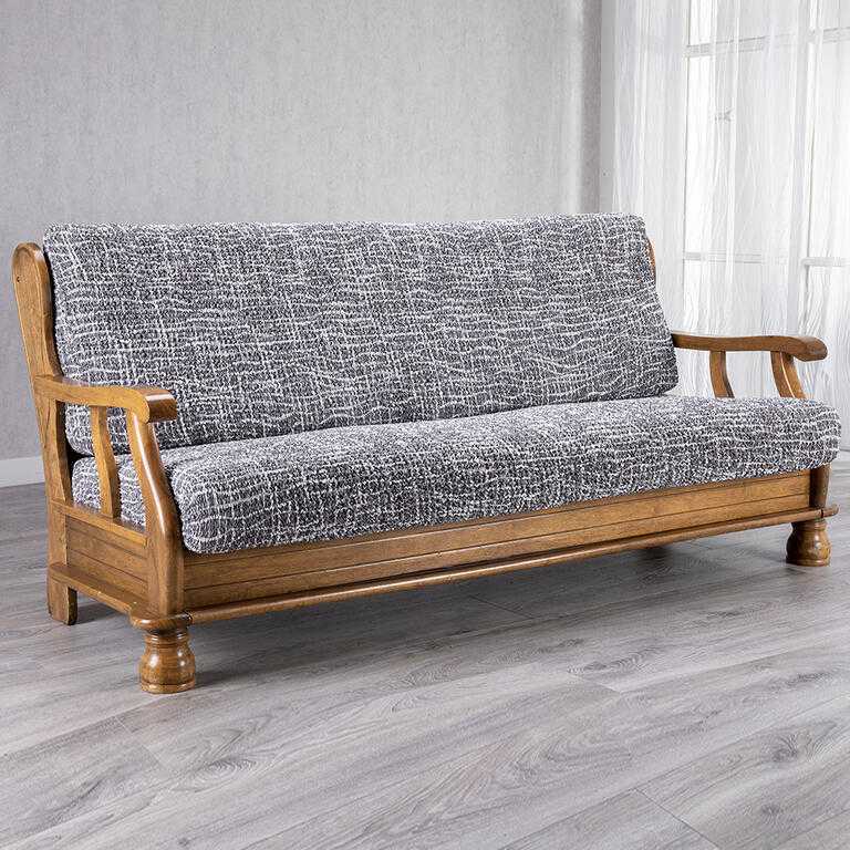 trojkreslo s drevenými rúčkami (š. 150 - 200 cm)
