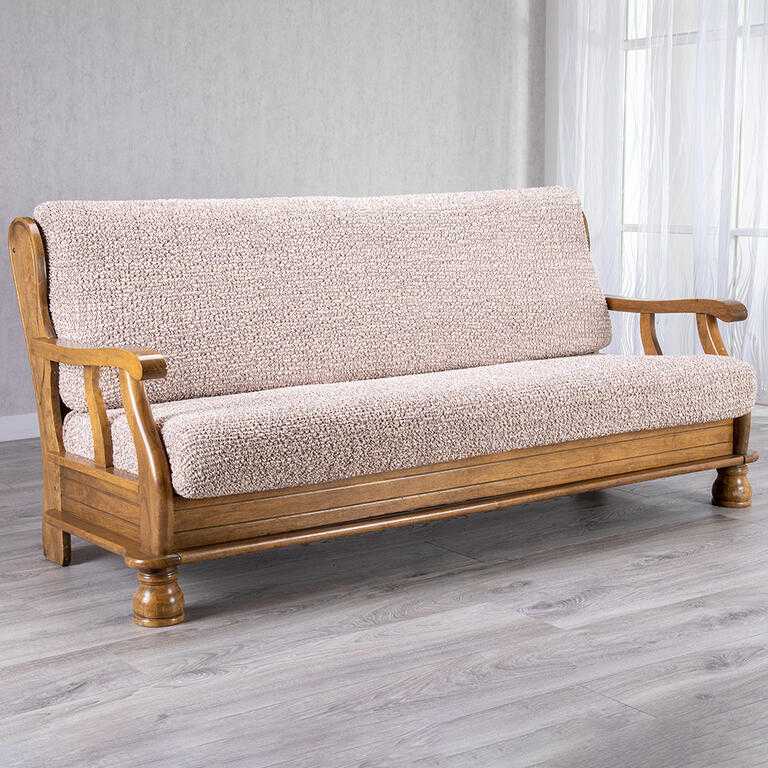 trojkreslo s drevenými rúčkami (š. 150 - 200 cm)