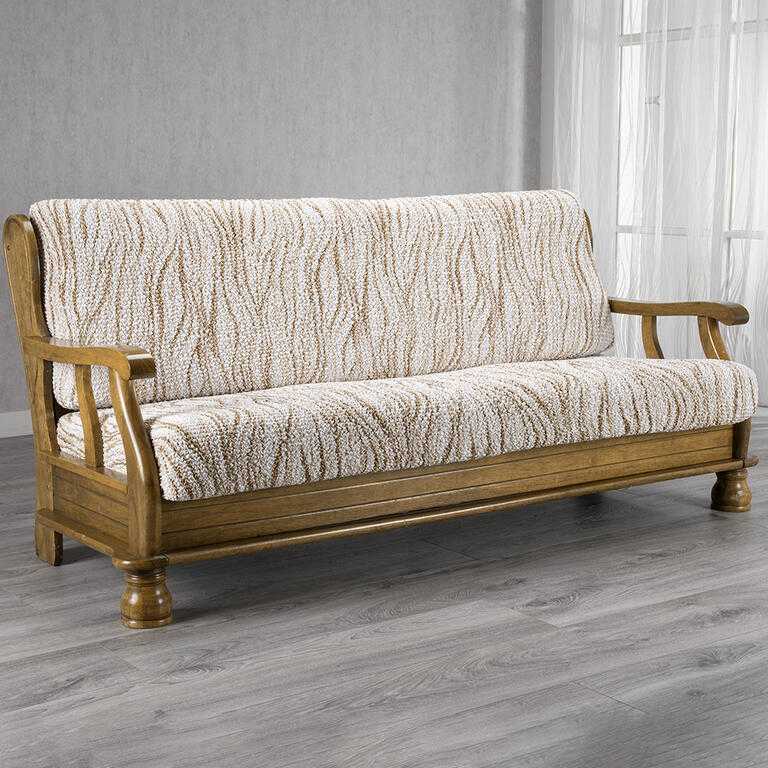 trojkreslo s drevenými rúčkami (š. 150 - 200 cm)