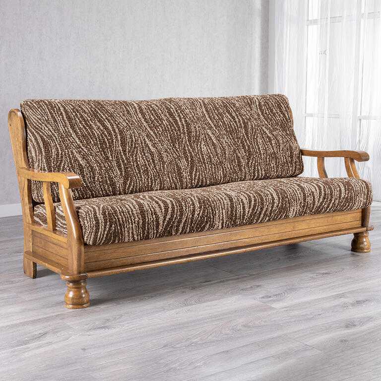 trojkreslo s drevenými rúčkami (š. 150 - 200 cm)