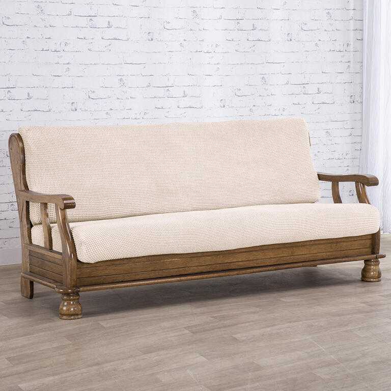 trojkreslo s drevenými rúčkami (š. 160 - 200 cm)