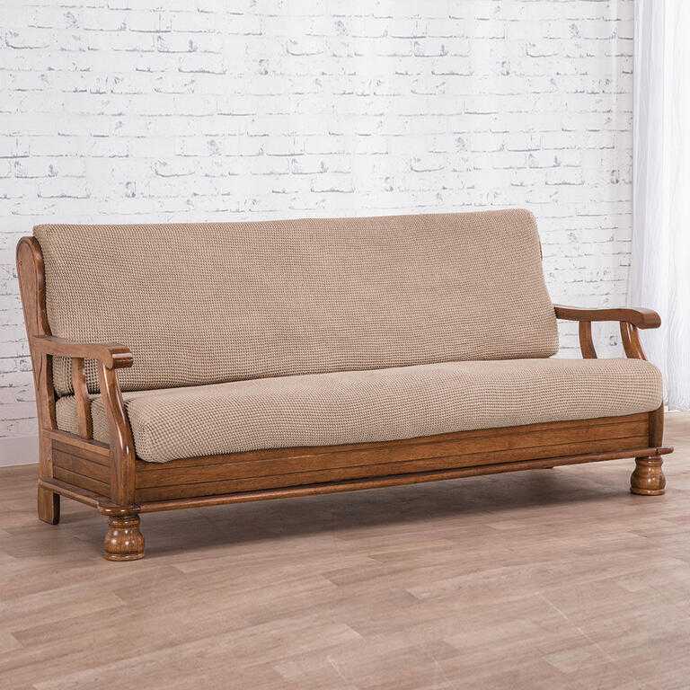trojkreslo s drevenými rúčkami (š. 160 - 200 cm)