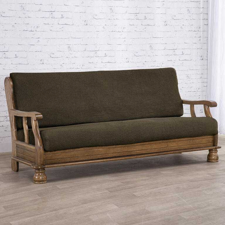 trojkreslo s drevenými rúčkami (š. 160 - 200 cm)