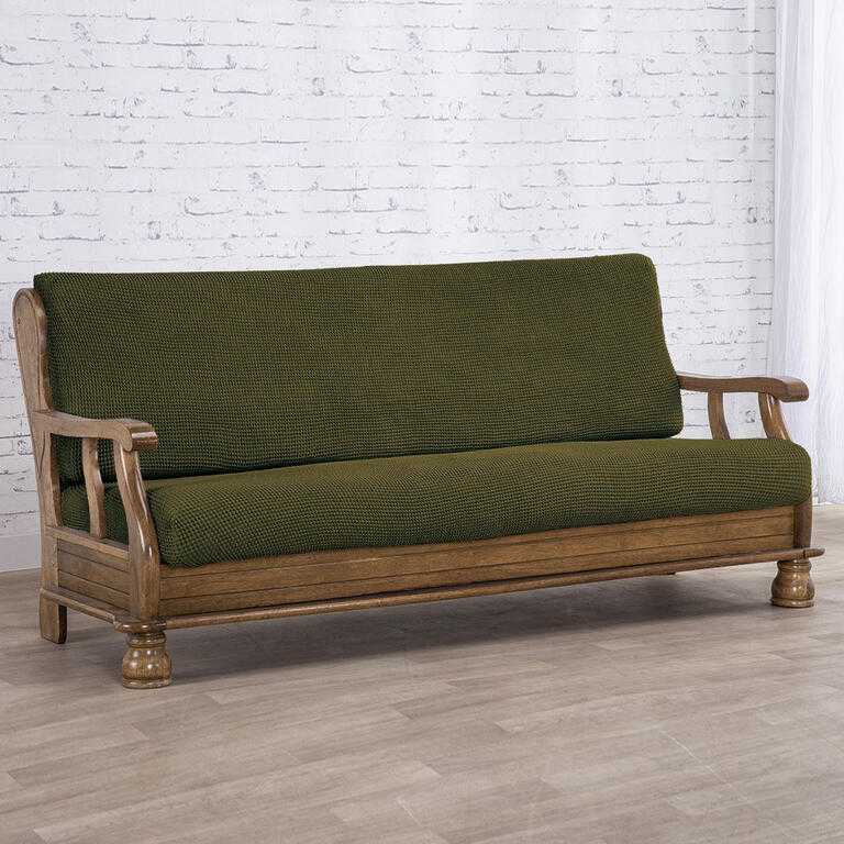 trojkreslo s drevenými rúčkami (š. 160 - 200 cm)