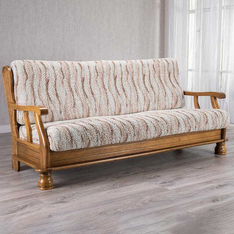 trojkreslo s drevenými rúčkami (š. 150 - 200 cm)