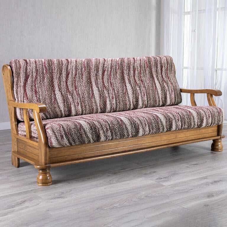 trojkreslo s drevenými rúčkami (š. 150 - 200 cm)